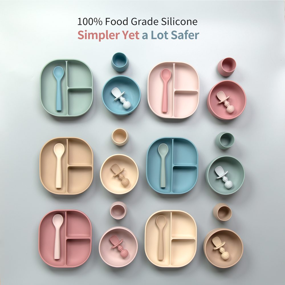 SAMiGO food grade silicone plates, cups and spoons