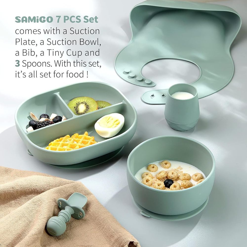 Seven-piece silicone baby feeding set photo 2