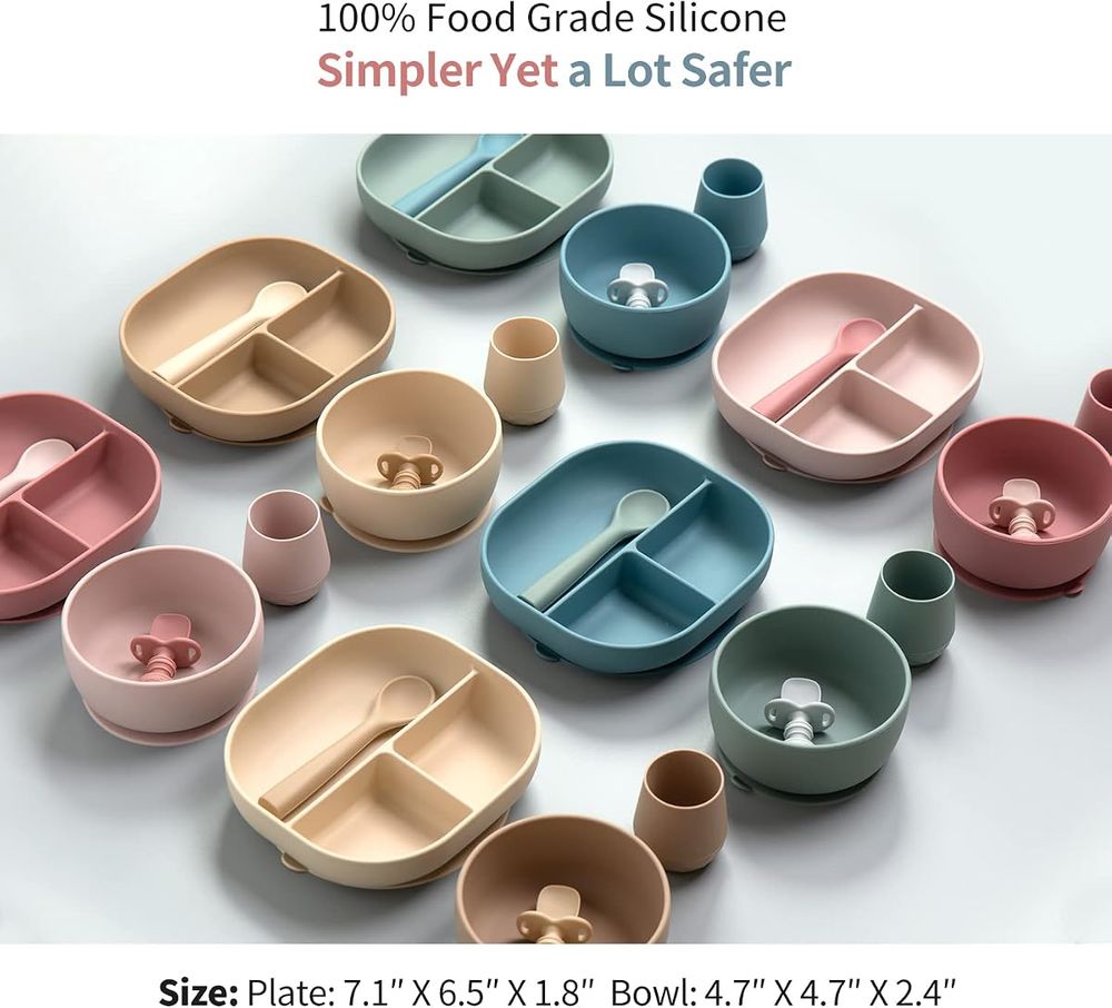 Seven-piece silicone baby feeding set photo 6