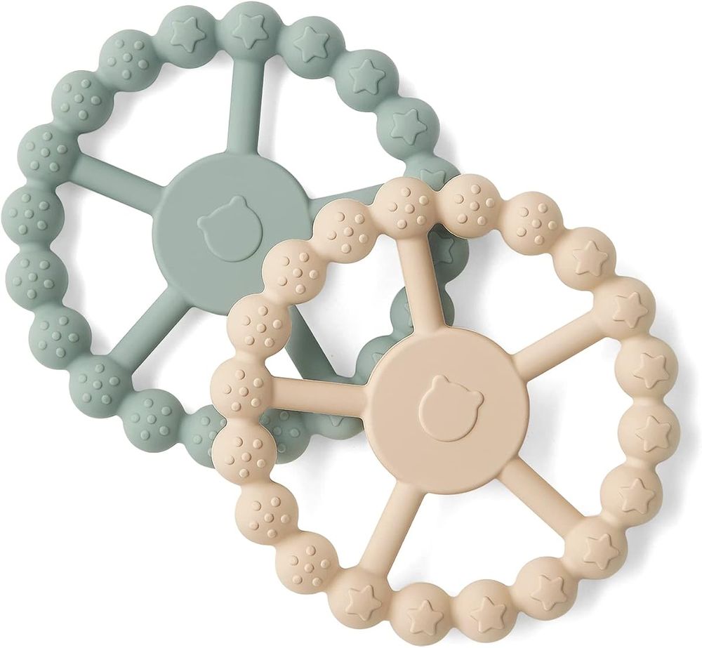 Silicone teether rings, 2-pack in Sprout