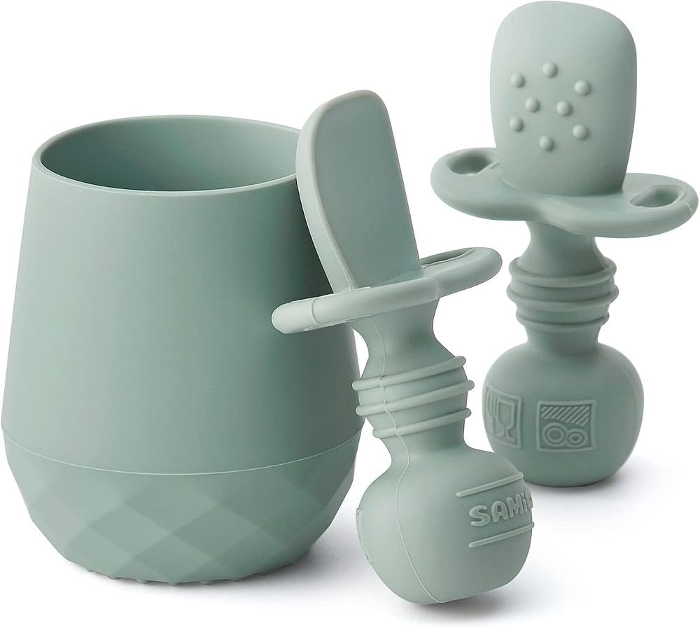 Tiny cup and spoons starter set, 3 pieces in Cambridge Blue
